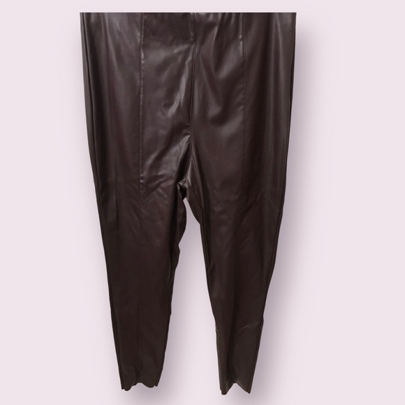 H&m Womens Faux Leather High Waist Solid Elasticized Waistband Leggings Size 12 - Picture 1 of 12